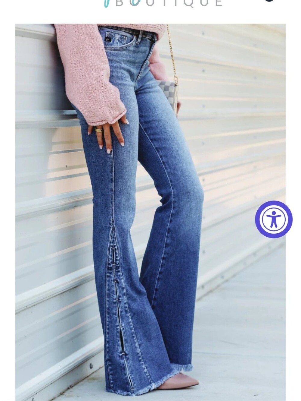Kancan size 5 flare jeans with side slit details. Like new.